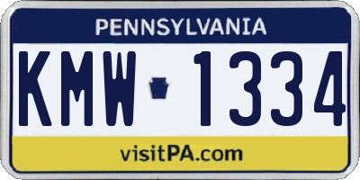 PA license plate KMW1334