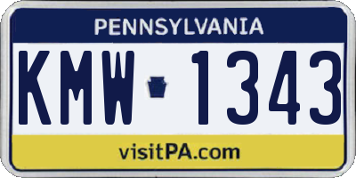 PA license plate KMW1343