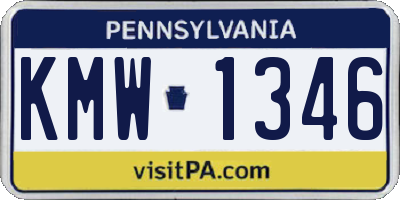 PA license plate KMW1346