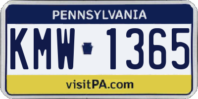 PA license plate KMW1365