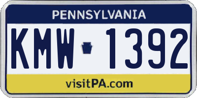 PA license plate KMW1392