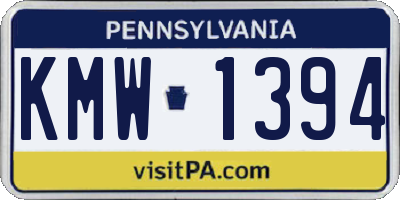 PA license plate KMW1394