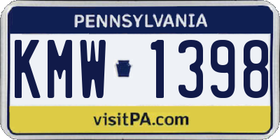 PA license plate KMW1398