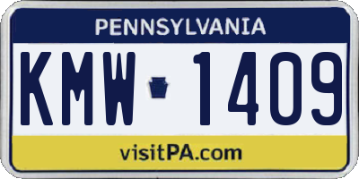 PA license plate KMW1409