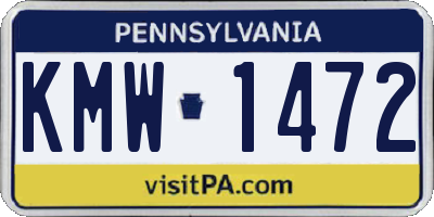 PA license plate KMW1472