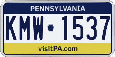 PA license plate KMW1537