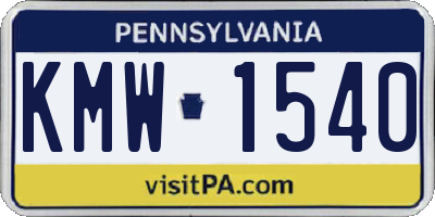 PA license plate KMW1540