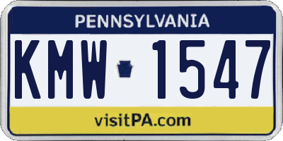 PA license plate KMW1547