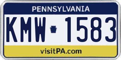 PA license plate KMW1583