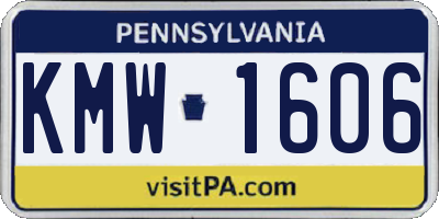 PA license plate KMW1606