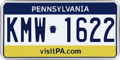 PA license plate KMW1622