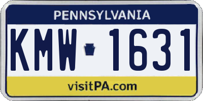 PA license plate KMW1631