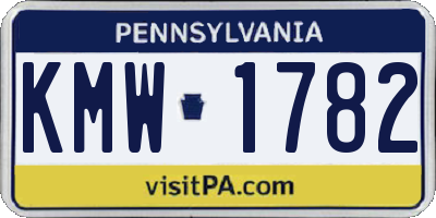PA license plate KMW1782