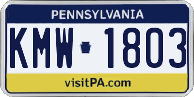 PA license plate KMW1803