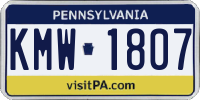 PA license plate KMW1807