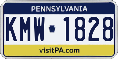 PA license plate KMW1828