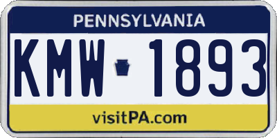 PA license plate KMW1893