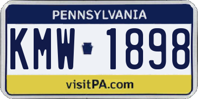 PA license plate KMW1898