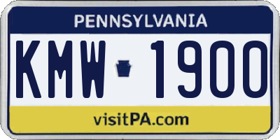 PA license plate KMW1900