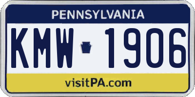 PA license plate KMW1906