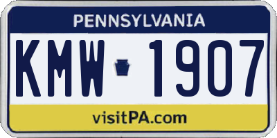 PA license plate KMW1907