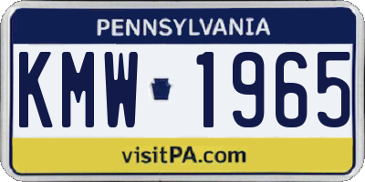 PA license plate KMW1965