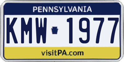 PA license plate KMW1977