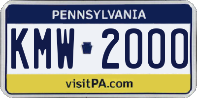 PA license plate KMW2000