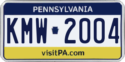 PA license plate KMW2004