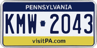 PA license plate KMW2043