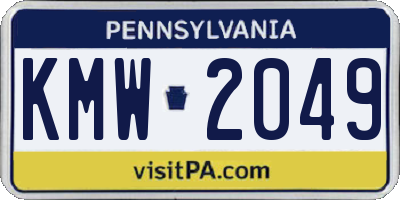 PA license plate KMW2049