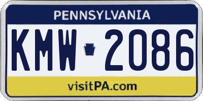PA license plate KMW2086