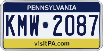 PA license plate KMW2087