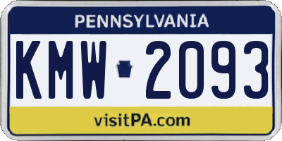 PA license plate KMW2093