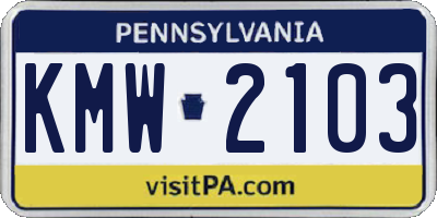 PA license plate KMW2103