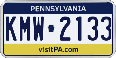 PA license plate KMW2133