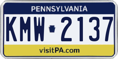 PA license plate KMW2137
