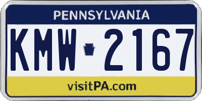 PA license plate KMW2167