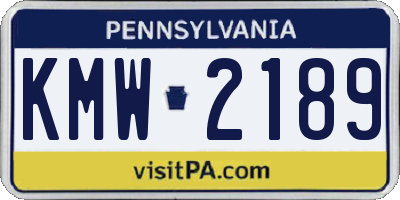 PA license plate KMW2189
