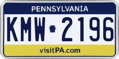 PA license plate KMW2196