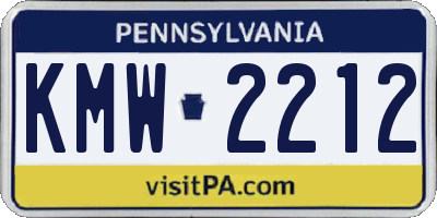 PA license plate KMW2212