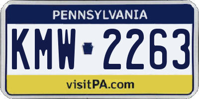 PA license plate KMW2263