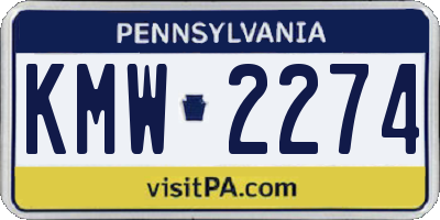 PA license plate KMW2274