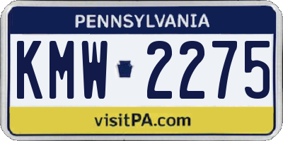PA license plate KMW2275
