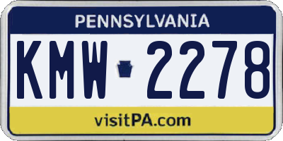 PA license plate KMW2278