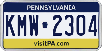 PA license plate KMW2304