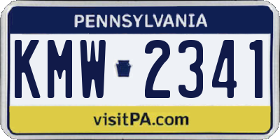 PA license plate KMW2341