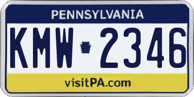 PA license plate KMW2346