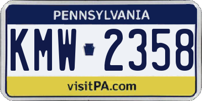 PA license plate KMW2358