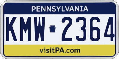 PA license plate KMW2364